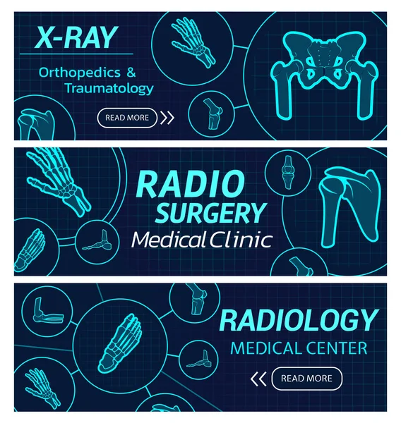 Radiologia centro médico vetor raios-X banners —  Vetores de Stock