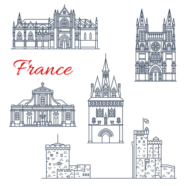 Francja podróży wektorowe ikony architektury Bordeaux — Wektor stockowy