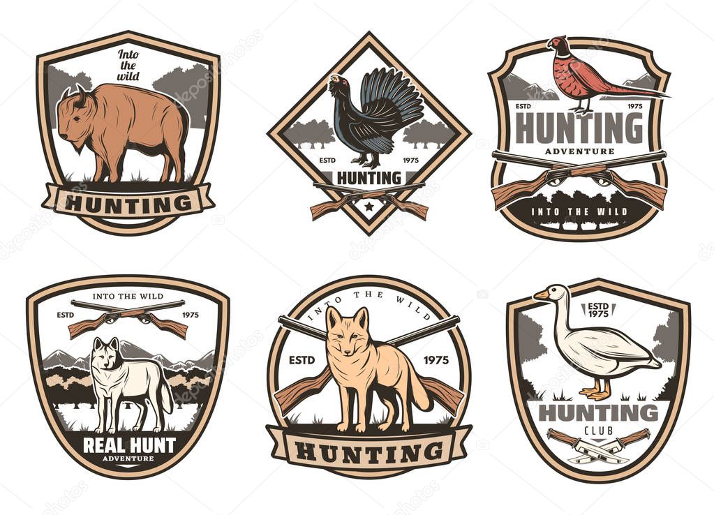 Vector icons for hunting club open season