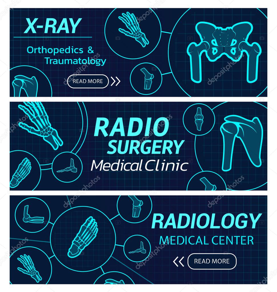 Radiology medical center vector X-ray banners