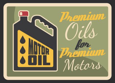 Motor yağı grunge retro afiş, araç hizmet tasarımı