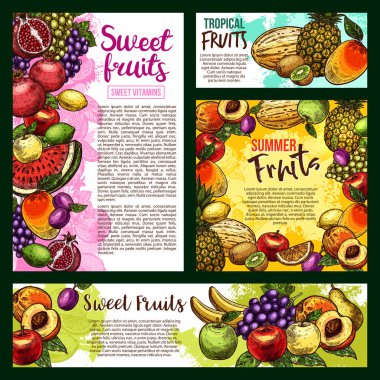 Bahçe ve tropikal olgunlaşmış meyve afiş