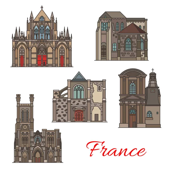 Fransızca Simgesel Yapı simgeler, Troyes mimari seyahat — Stok Vektör
