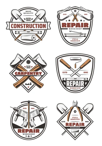 Work tools and repair equipment icons — Stock Vector