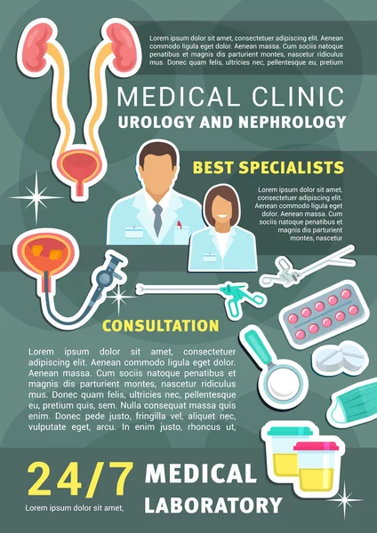 Poster della clinica medica di urologia e nefrologia — Vettoriale Stock