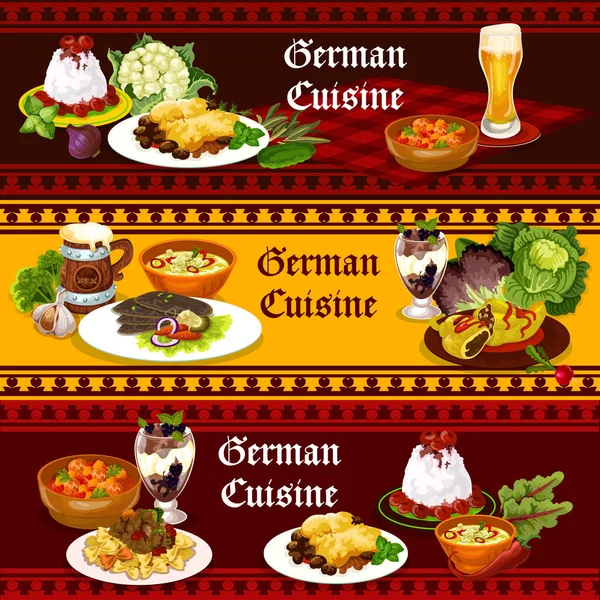 Cuisine allemande cuisine traditionnelle et boissons — Image vectorielle