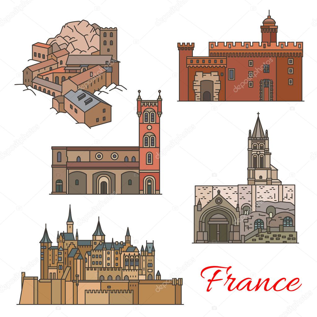 Travel landmarks of France with tourist sights