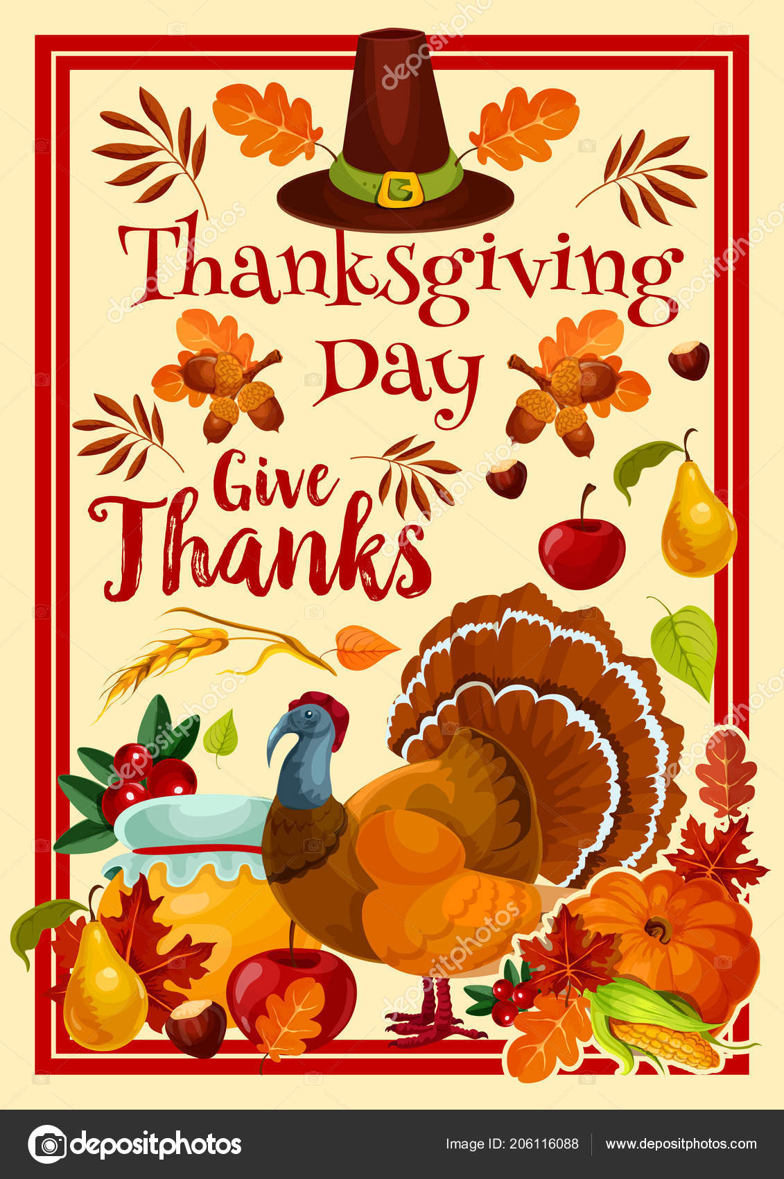 Vector Happy Thanksgiving Day greeting card Stock Vector Image by ...