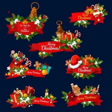 Noel tebrik şerit afiş yeni yıl kartı