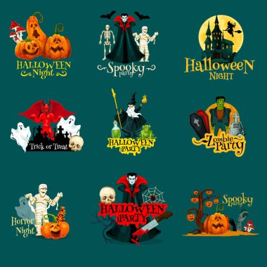 Cadılar Bayramı hüner tedavi gece parti vektör simgeler