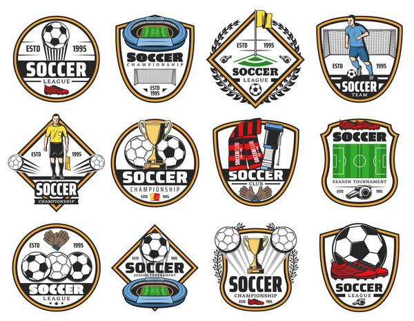 Soccer or football sport game championship label
