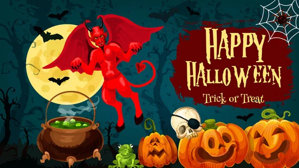 Halloween semester knep eller behandla hälsning banner — Stock vektor