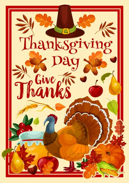 Vector Happy Thanksgiving Day gratulationskort — Stock vektor