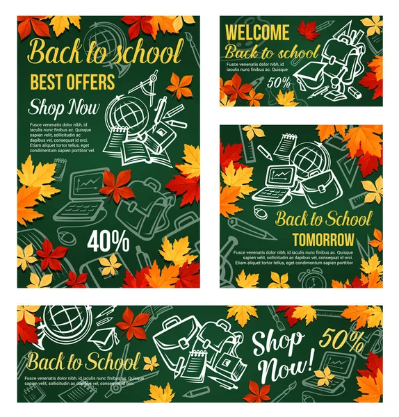 Back to school special offer sale banner design — Stock Vector