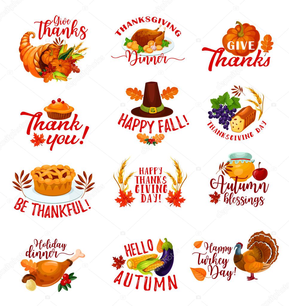 Thanksgiving Day autumn holiday greeting cards