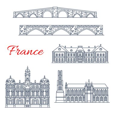 Vektör mimari simgeler Fransa Lyon, Limoges