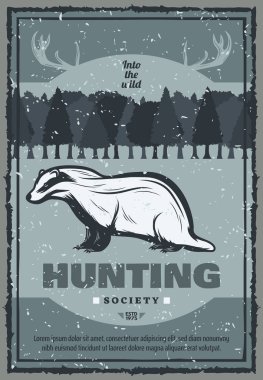 Vektör vintage porsuk avı poster