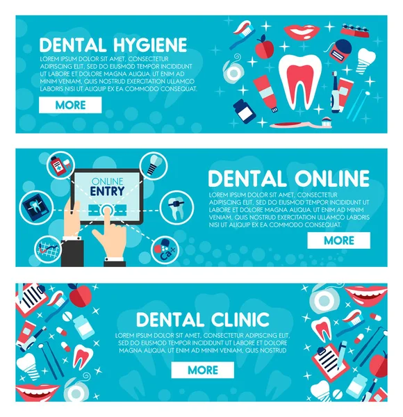 Vector banners of dental medicine and dentistry — Stock Vector