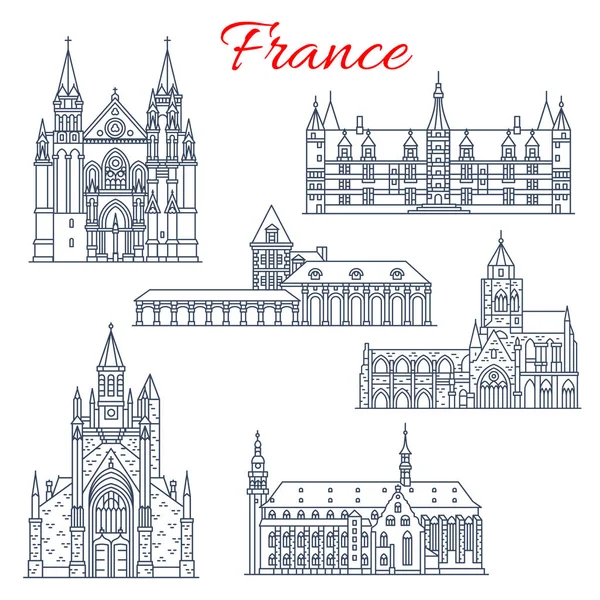 France Nievre, Guerande vector architecture icons — Διανυσματικό Αρχείο