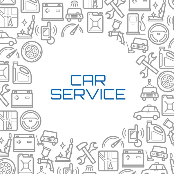 Ícones de linha vetorial cartaz de ferramentas de serviço de carro — Vetor de Stock