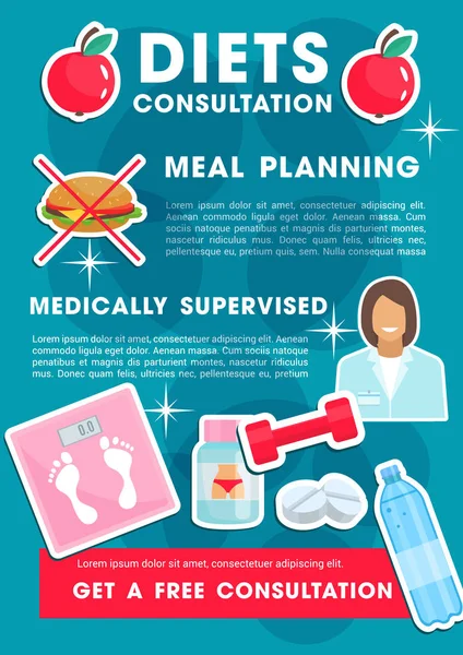 Vector medical poster for health diet — Stock Vector