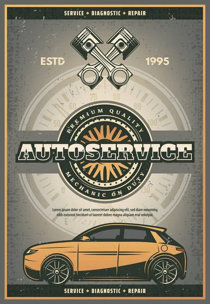 Pneus de voiture vectorielle et moteur auto affiche de service — Image vectorielle