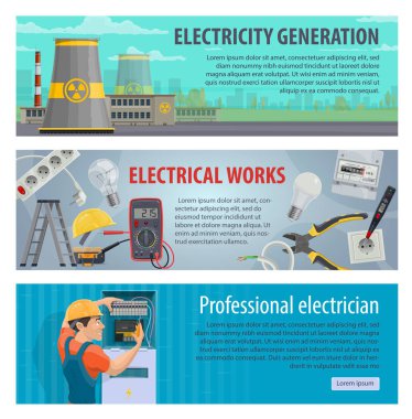 Vektör elektrik ve enerji güç afiş