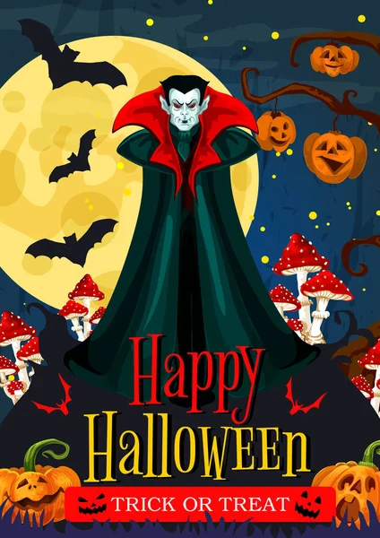Halloween natt fest banner med vampyr — Stock vektor