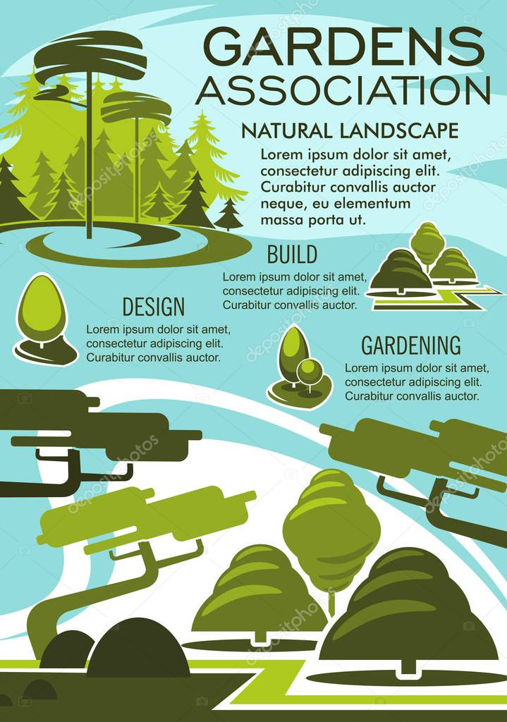 Landscape architecture banner of green tree nature