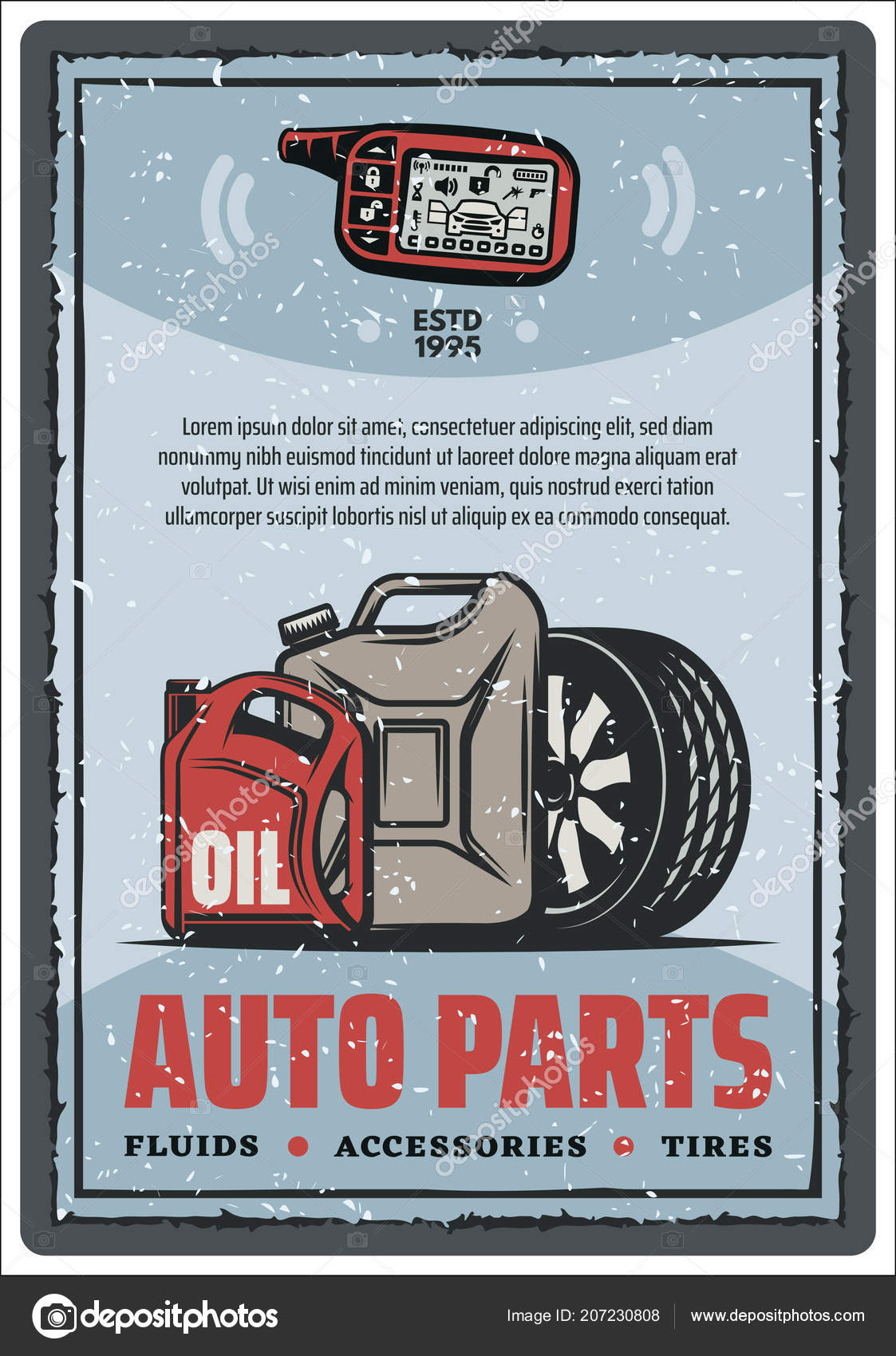 Auto parts shop and tire store vintage poster Stock Vector Image by