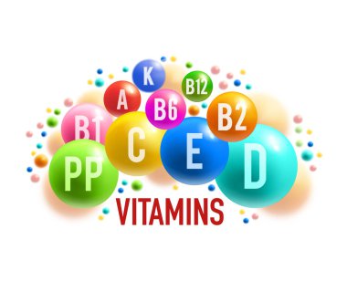 Vitamin, mineral banner of healthy food supplement clipart