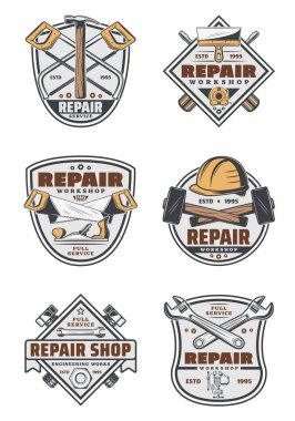 Ev onarım servisi vintage rozetleri araçları ile