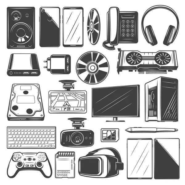 Dispositivo electrónico y gadget digital iconos — Archivo Imágenes Vectoriales