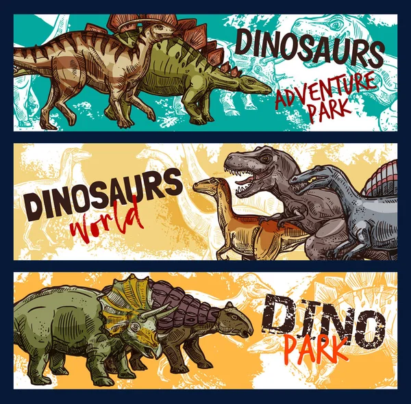 Dinosaurier, Dino und jurassische Monster-Banner — Stockvektor