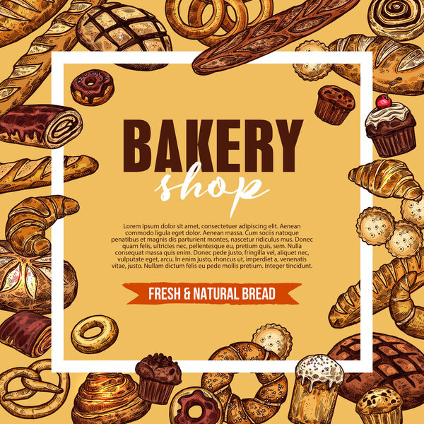 Плакат в булочной со свежей рамкой
