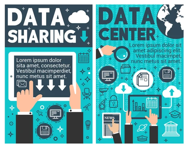 Banner del centro de datos de la tecnología informática de Internet — Archivo Imágenes Vectoriales