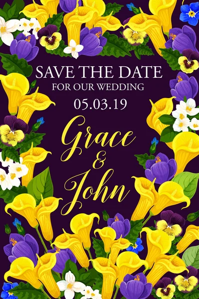Цветочный баннер приглашения на свадьбу или помолвку — стоковый вектор