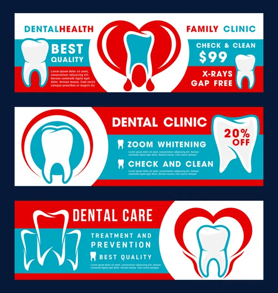 Bannière de réduction de traitement de dentisterie clinique dentaire — Image vectorielle