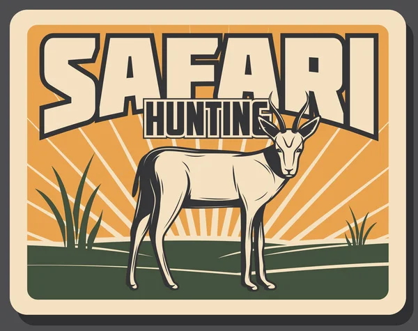 Safari jakt retro banner med afrikanska djur — Stock vektor