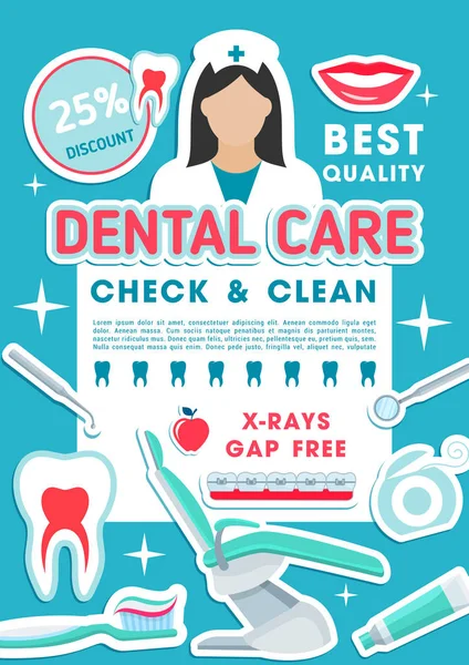 Clínica odontológica desconto oferta cartaz promoção —  Vetores de Stock
