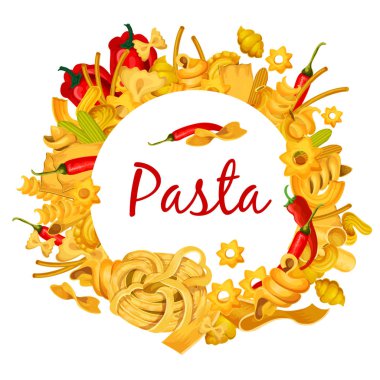 Italian pasta with chili pepper vector poster clipart