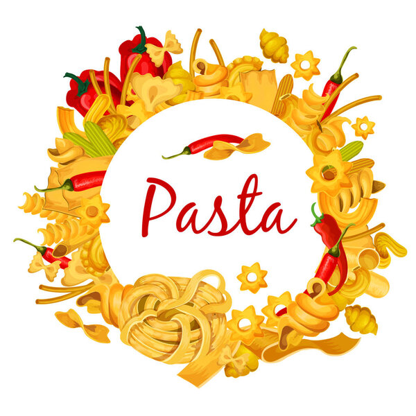 Italian pasta with chili pepper vector poster