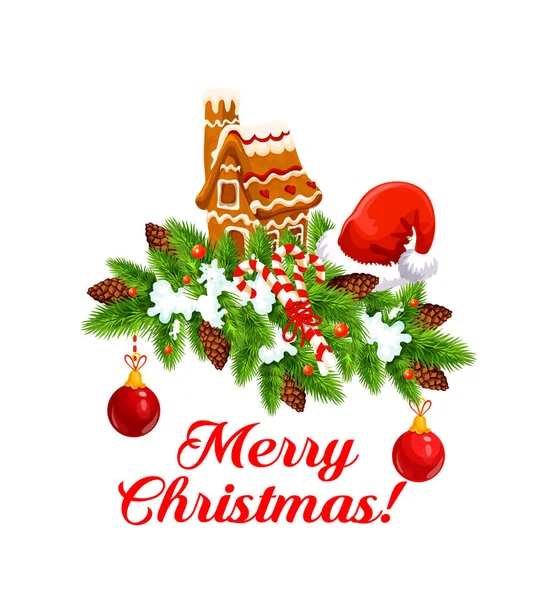 Galleta de Navidad con icono de guirnalda de árbol de Navidad — Vector de stock