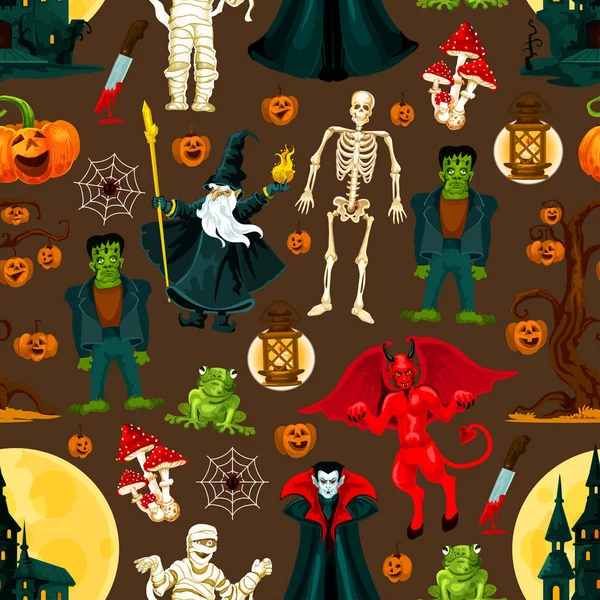 Halloween vacaciones sin costuras patrón de fondo — Vector de stock