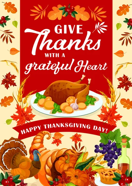Happy Thanksgiving Day holiday gratulationskort — Stock vektor