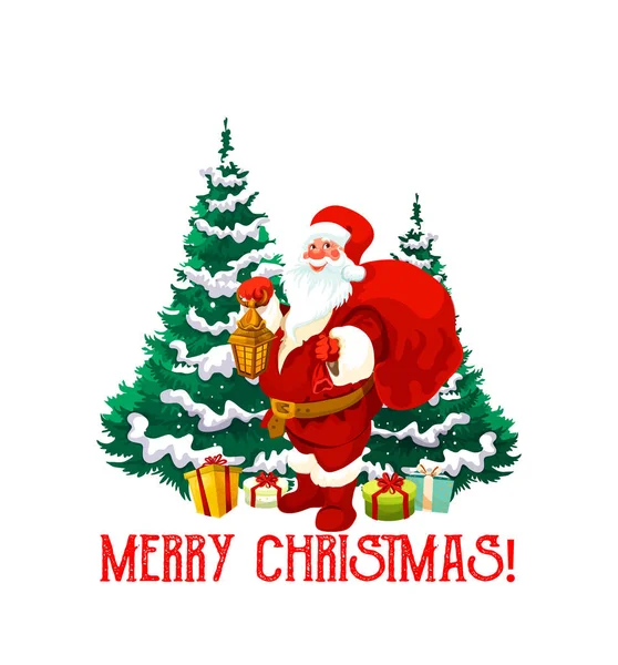 Vánoční dovolená ikony Santa Claus s dárky — Stockový vektor