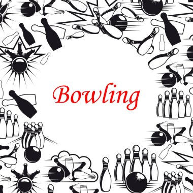Bowling topu ve spor oyun tasarımı için iğne poster