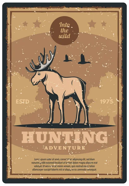 Cartaz retro de caça para design de clube de esporte de caçador — Vetor de Stock