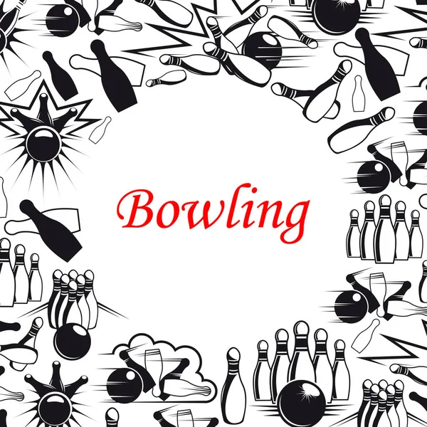 Bowling topu ve spor oyun tasarımı için iğne poster — Stok Vektör