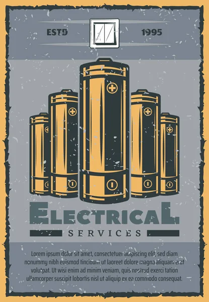 Serviciu electric retro card de consumabile electrice — Vector de stoc